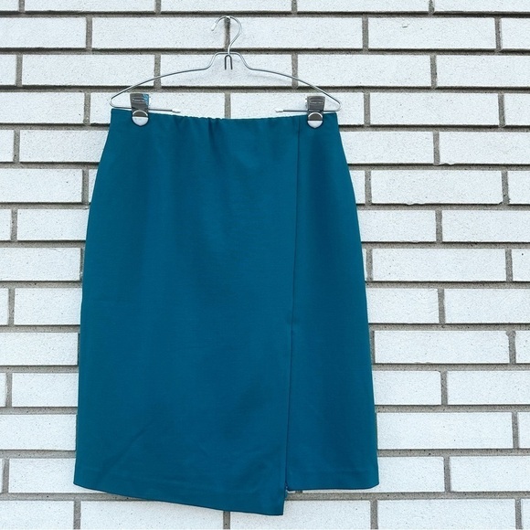 NWT J. Jill Ponte Persian Blue Zip Hem Pencil Midi Skirt - Picture 2 of 10